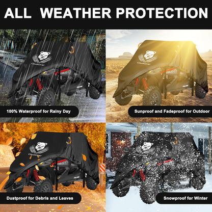 UTV Cover 4 Seater Waterproof Outdoor,Side by Side ATV Covers,Durable Anti-Uv and All Weather Protection, Compatible with Polaris Ranger RZR General Can-Am Defender Yamaha Kawasaki,159" Lx66 Wx76 H