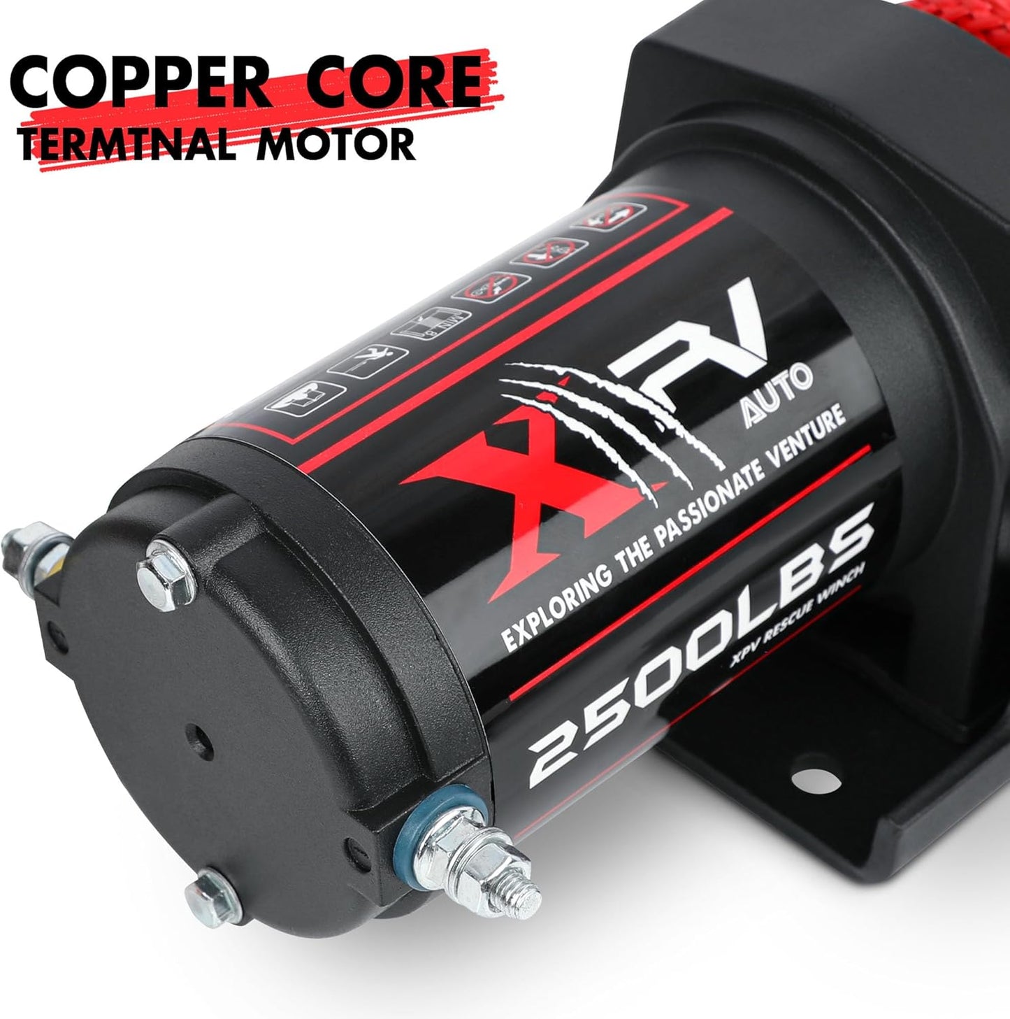Powerful 2500Lbs 12V Electric Winch with Durable Synthetic Rope - Perfect for ATV, UTV, Boat, and Trailer Towing!