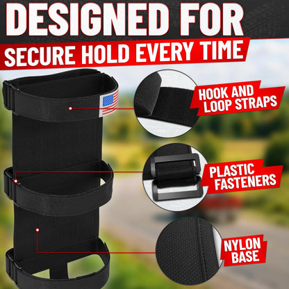 Fire Extinguisher Mount for Vehicle - Adjustable Nylon Strap, No-Drill, Roll Bar Mount, Quick Release | Fits 3 Lb Extinguishers Diameter 3.5 in - Fire Extinguisher Holder for Car & Off-Road Vehicles