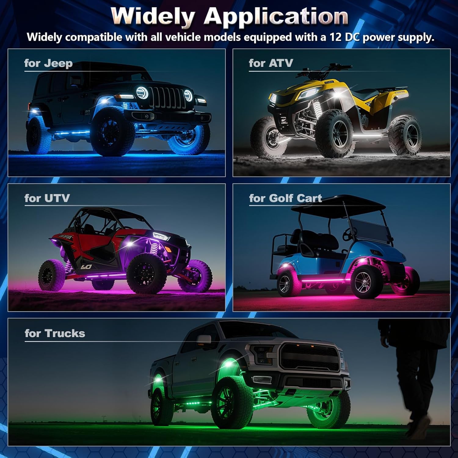Ultimate 6 Pods RGBW LED Rock Lights Kit - 6500K Pure White & Vibrant RGB Underglow for UTVs, Golf Carts, ATVs, RZRs, SXS, and Trucks - Smart App/RF Remote, Music Sync, Waterproof Neon Underbody, 12V