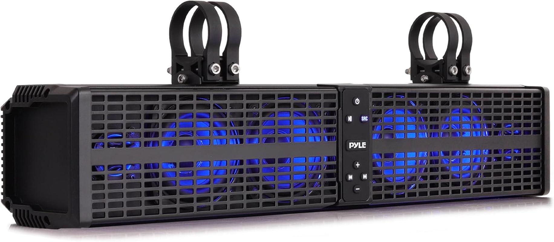 24" Powered ATV/UTV Soundbar System - 40 Bluetooth Speakers with Built-In Amplifier, Waterproof and Weatherproof, Wireless BT Streaming and Auxiliary Input, LED Lights
