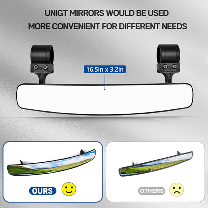 16.5" Ultra View UTV Rearview Mirrors with 1.75-2.0" Clamps Compatible with Polaris RZR 800 900 1000 Turbo, Can Am Maverick, Honda Pioneer Talon, Kawasaki SXS UTV Race Mirror & 1 PCS Belt Bypass