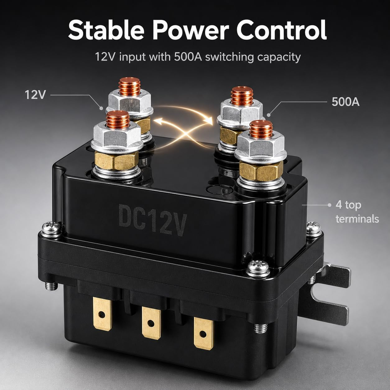 Solenoid Relay, 2 Pack 12V 500A Winch Relay Solenoid Replacement Contactor for 8000-15000Lb ATV UT Winch Control