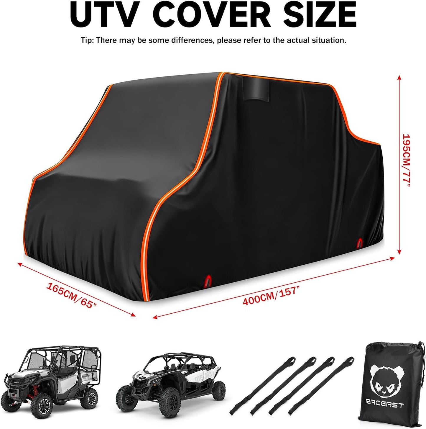 UTV Cover 4 Seater 420D Four Wheeler Side by Side 4-6 Covers M 157"*65"*77" | for Polaris Ranger 1000 XP 900 800 570 RZR General Talon Can Am Maverick X3 Teryx Uforce Off-Road Cover Waterproof Heavy Duty