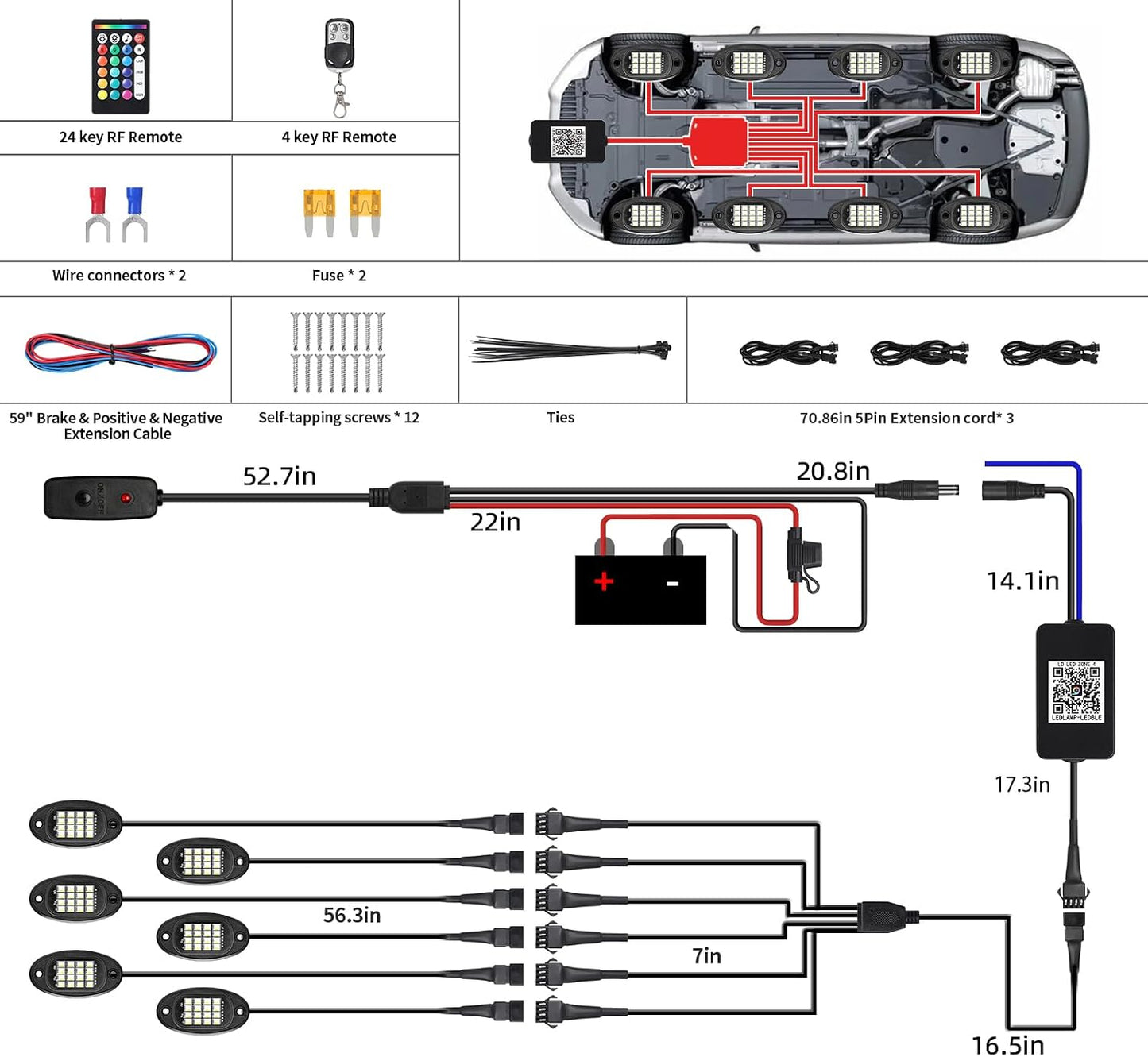 Ultimate 6 Pods RGBW LED Rock Lights Kit - 6500K Pure White & Vibrant RGB Underglow for UTVs, Golf Carts, ATVs, RZRs, SXS, and Trucks - Smart App/RF Remote, Music Sync, Waterproof Neon Underbody, 12V