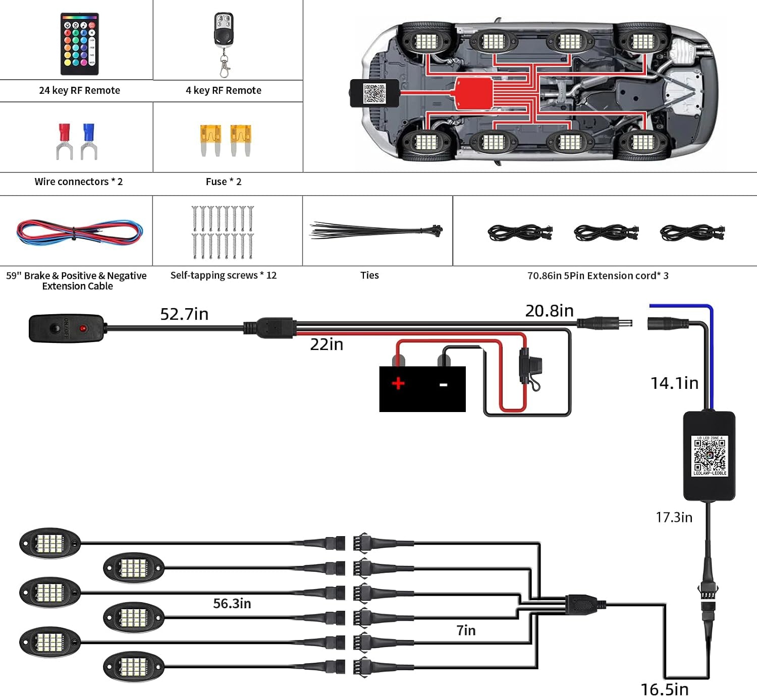 Ultimate 6 Pods RGBW LED Rock Lights Kit - 6500K Pure White & Vibrant RGB Underglow for UTVs, Golf Carts, ATVs, RZRs, SXS, and Trucks - Smart App/RF Remote, Music Sync, Waterproof Neon Underbody, 12V
