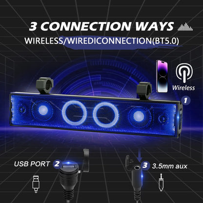 UTV Sound Bar,25 Inch ATV Soundbar Music Sync Sxs Sound Bar for Golf Cart Atv Car