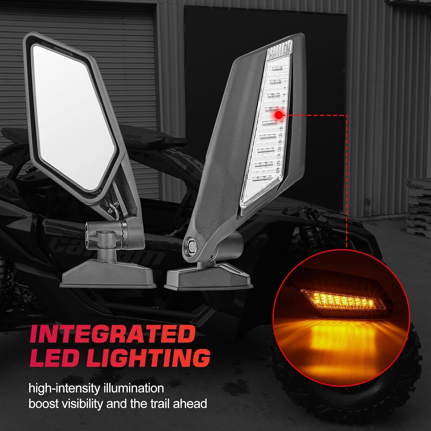 Side Rear View Mirrors with LED Turn Signal Lights Compatible with Can Am Maverick X3 XDS XRS Max R Turbo 2017-2026