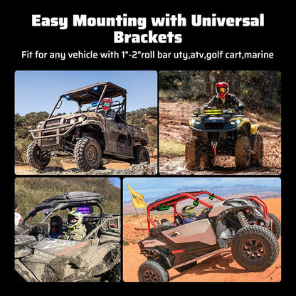 2.1CH Stereo UTV Sound Bar (Subwoofer) and Speakers, 16 Inch Bluetooth ATV Soundbar with RGB Lights, Waterproof Golf Cart Speakers, Marine Sound Bar Compatible with SXS Polaris RZR Can-Am