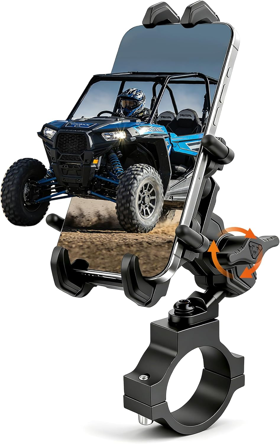 Heavy Duty UTV Phone Mount - 360° Adjustable Anti-Vibration Holder for 5.4"-7.2" Phones, Fits 1"-2" Roll Cages, Perfect for SXS RZR X3 Ranger