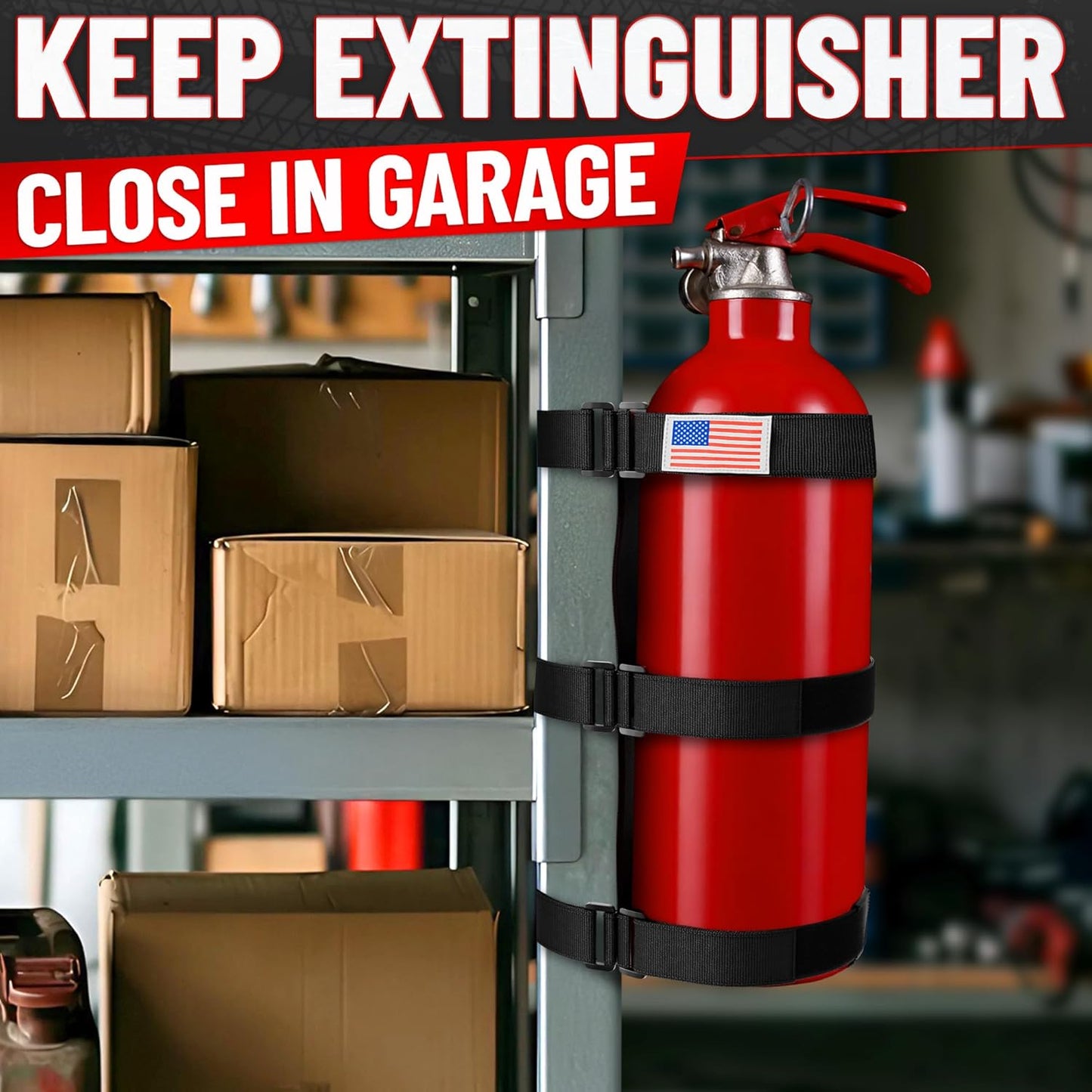 Fire Extinguisher Mount for Vehicle - Adjustable Nylon Strap, No-Drill, Roll Bar Mount, Quick Release | Fits 3 Lb Extinguishers Diameter 3.5 in - Fire Extinguisher Holder for Car & Off-Road Vehicles