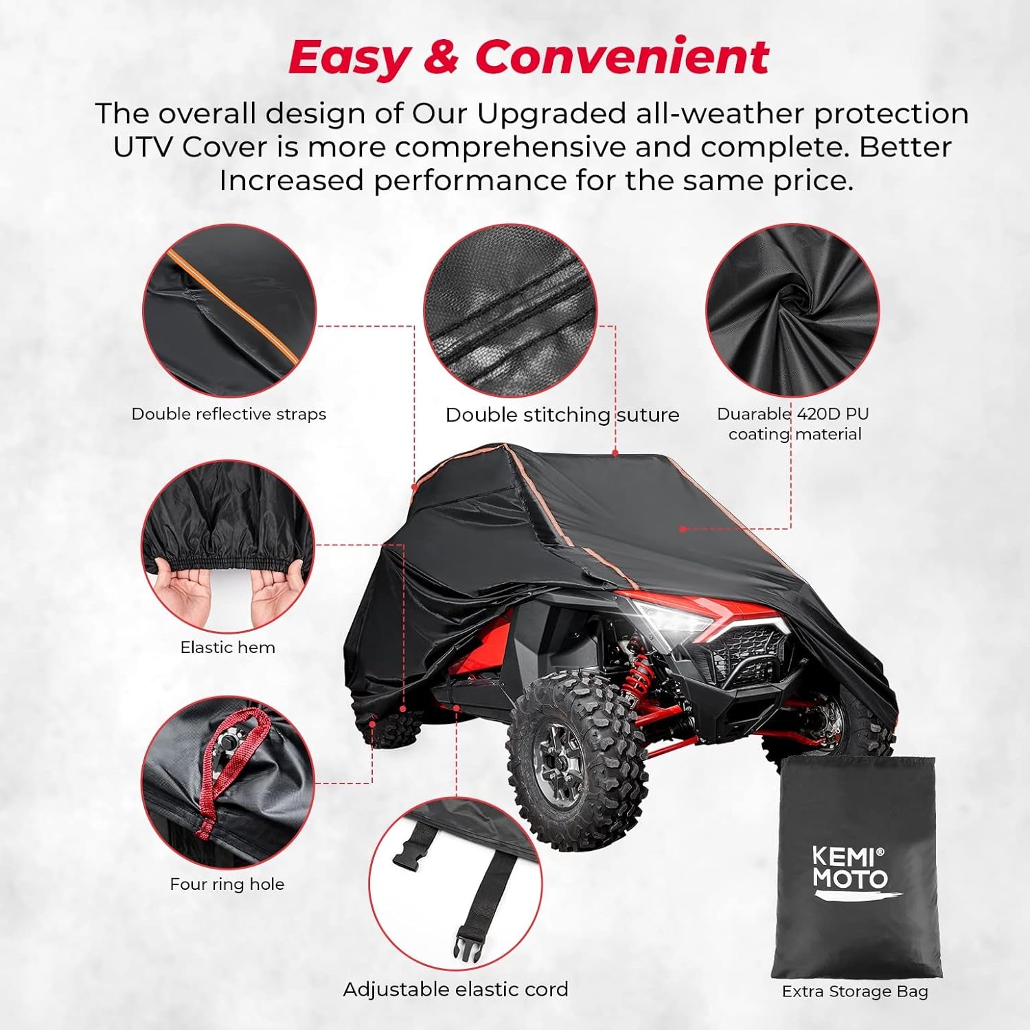 420D UTV Cover 2 Seater Heavy Duty Compatible with Polaris RZR General, Can Am Maverick, Talon, Teryx4, CFMOTO Zforce 800 950, Viking YXZ1000R, 2-3 Seater All Weather Protection Sxs Cover