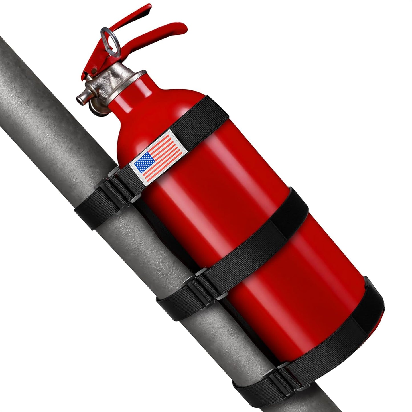 Fire Extinguisher Mount for Vehicle - Adjustable Nylon Strap, No-Drill, Roll Bar Mount, Quick Release | Fits 3 Lb Extinguishers Diameter 3.5 in - Fire Extinguisher Holder for Car & Off-Road Vehicles