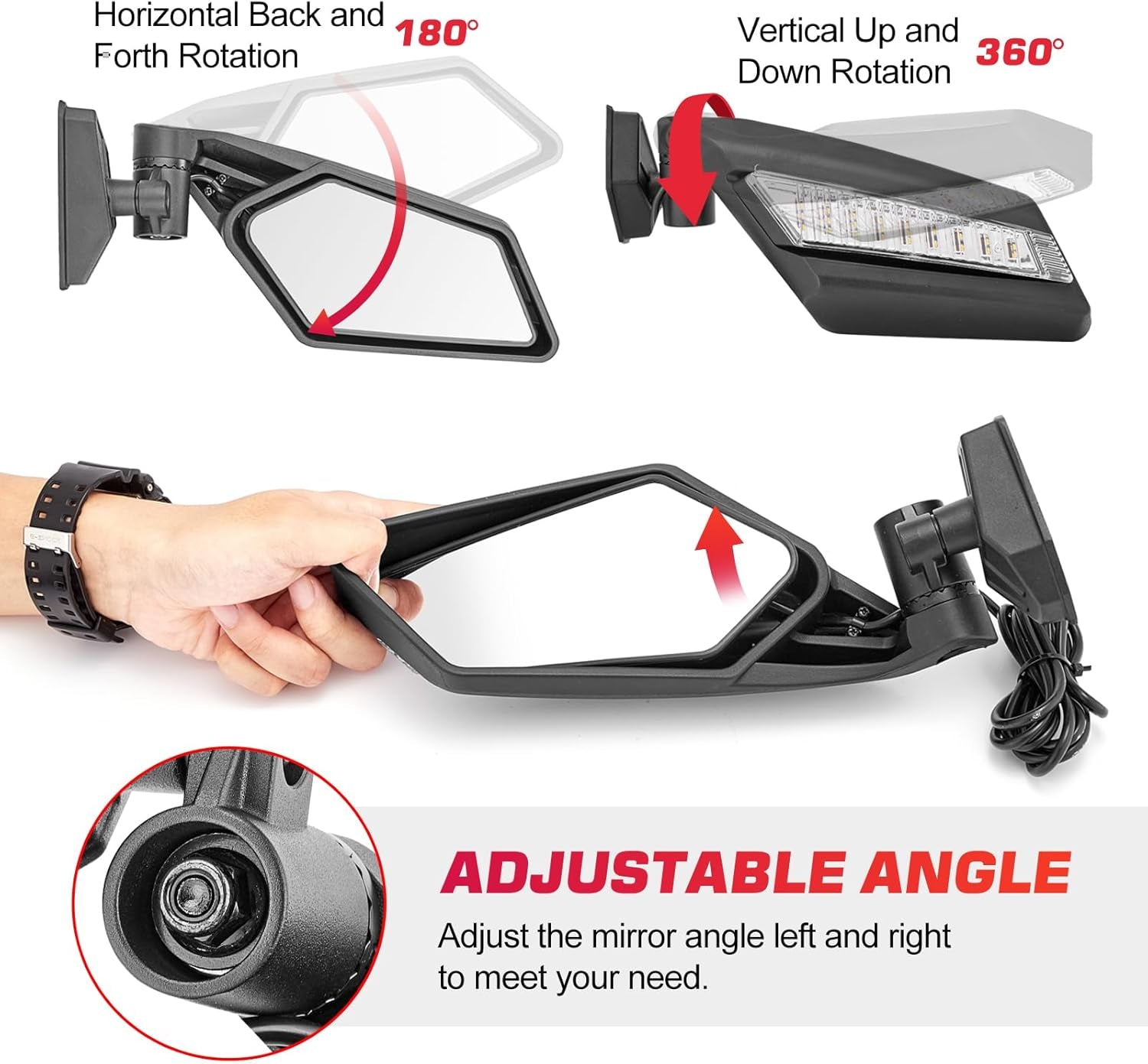 Side Rear View Mirrors with LED Turn Signal Lights Compatible with Can Am Maverick X3 XDS XRS Max R Turbo 2017-2026