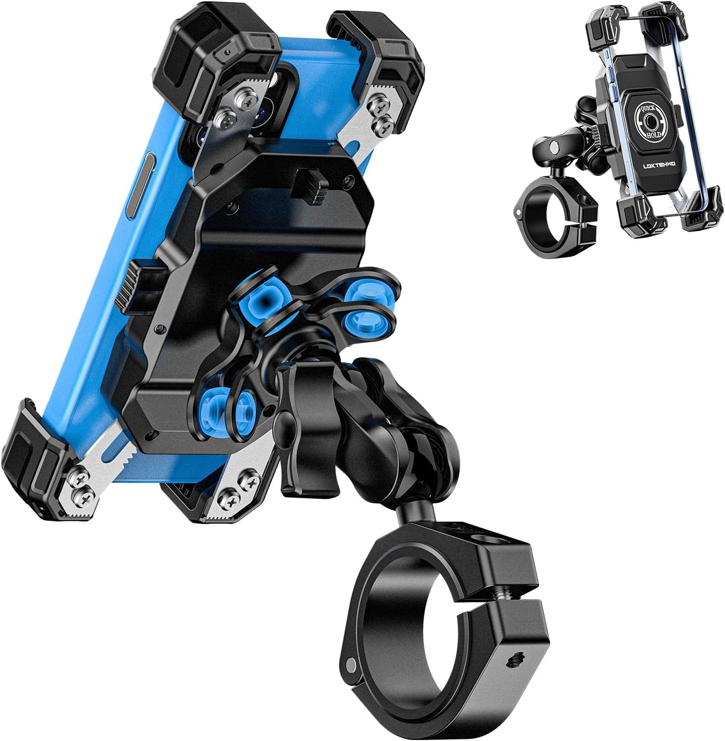 Anti-Theft UTV Phone Mount with Vibration Dampener, Adjustable UTV Cellphone Holder Fit on 1.5''/1.65''/1.75''/1.85'' Roll Cage Bar, for 5.4''-7'' Smartphone