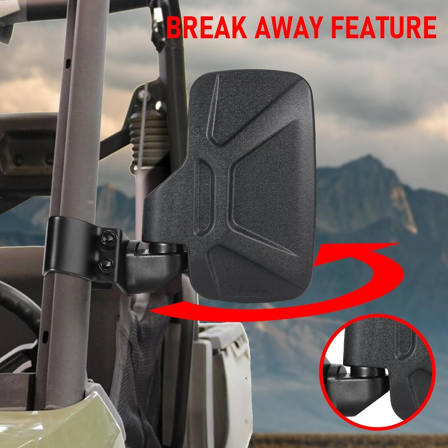 Premium UTV Ranger Side Mirrors & Center Mirror Set for 2015-2025 Polaris Ranger 500/570/900/1000 XP - Perfect Fit with Pro-Fit Profiled Tube