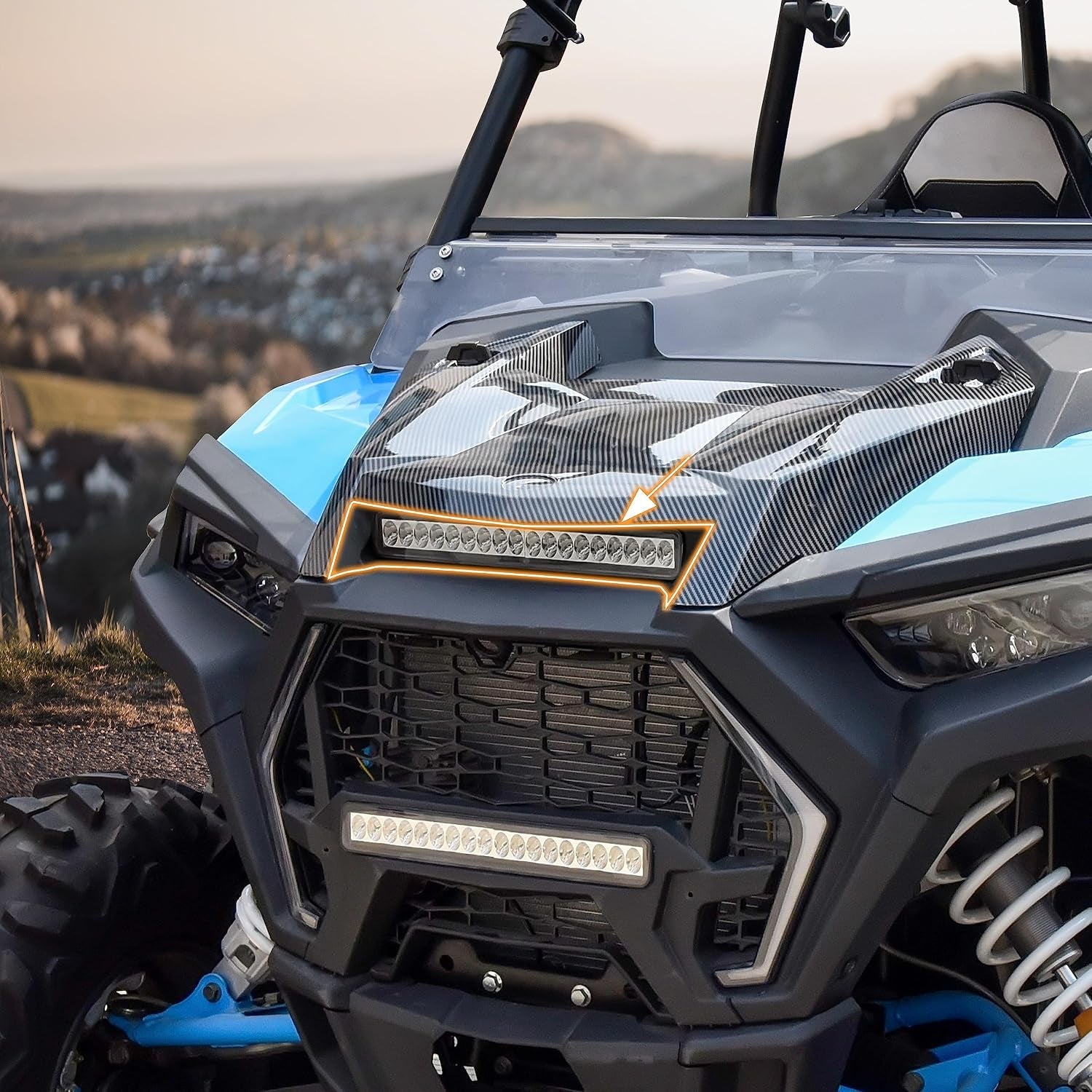 LED Hood Scoop Light for Polaris RZR XP 1000/XP Turbo/Turbo S 2019-2023, Front LED Auxiliary Light Hood Accent Lamp DRL Accessories