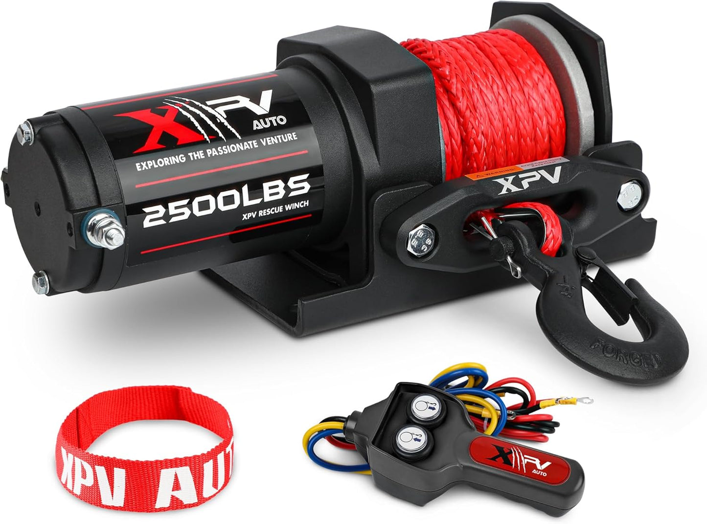 Powerful 2500Lbs 12V Electric Winch with Durable Synthetic Rope - Perfect for ATV, UTV, Boat, and Trailer Towing!
