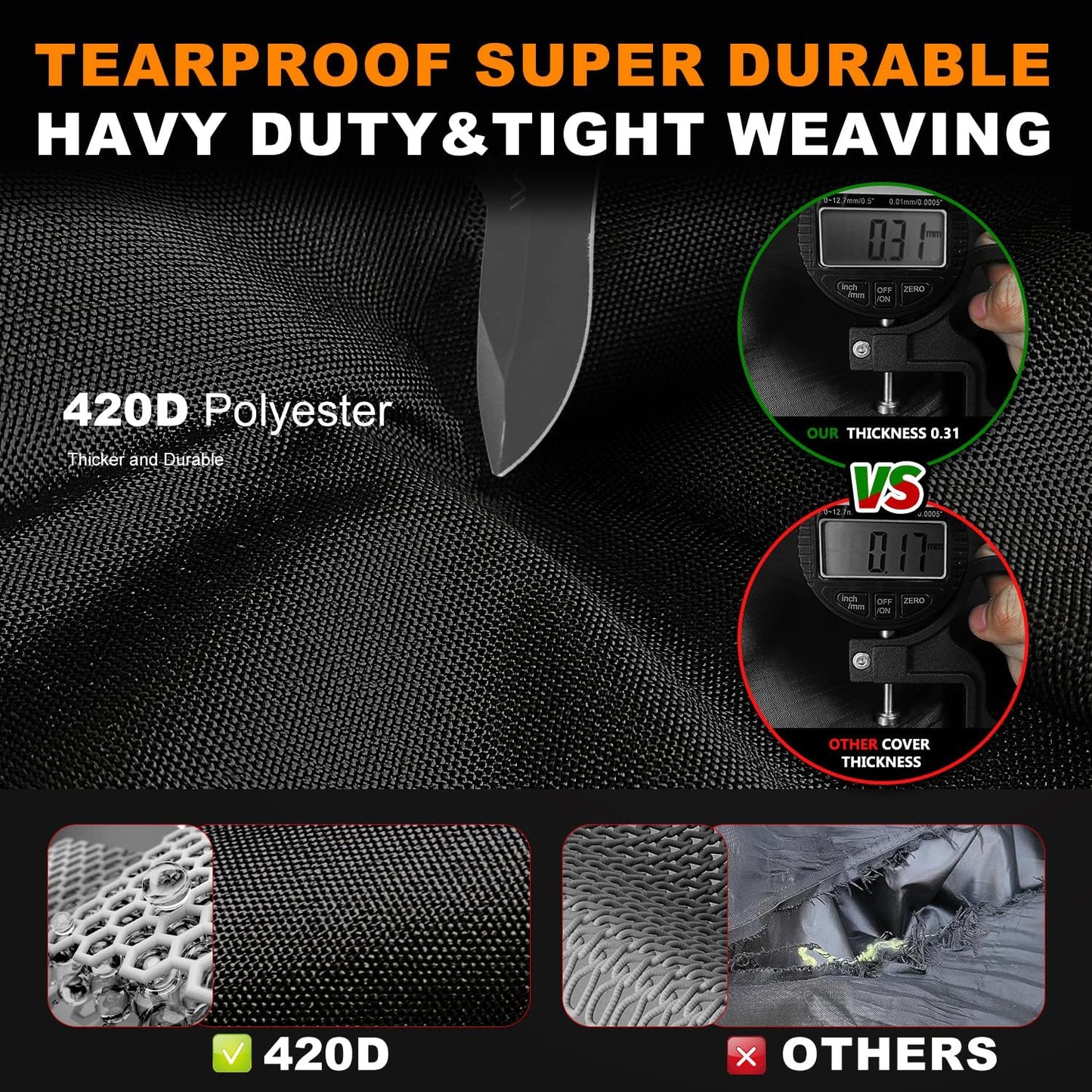 UTV Cover 4 Seater Waterproof Outdoor,Side by Side ATV Covers,Durable Anti-Uv and All Weather Protection, Compatible with Polaris Ranger RZR General Can-Am Defender Yamaha Kawasaki,159" Lx66 Wx76 H