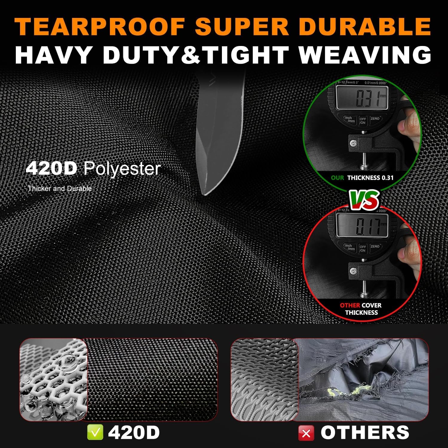 UTV Cover 4 Seater Waterproof Outdoor,Side by Side ATV Covers,Durable Anti-Uv and All Weather Protection, Compatible with Polaris Ranger RZR General Can-Am Defender Yamaha Kawasaki,159" Lx66 Wx76 H
