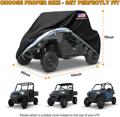 UTV Covers Heavy Duty, 300D UTV Cover 2-3 Seater All-Weather Protection, Side by Side Cover Waterproof Outdoor Compatible with Honda Pioneer Polaris Ranger 114"X 65"X 73" (American Flag)