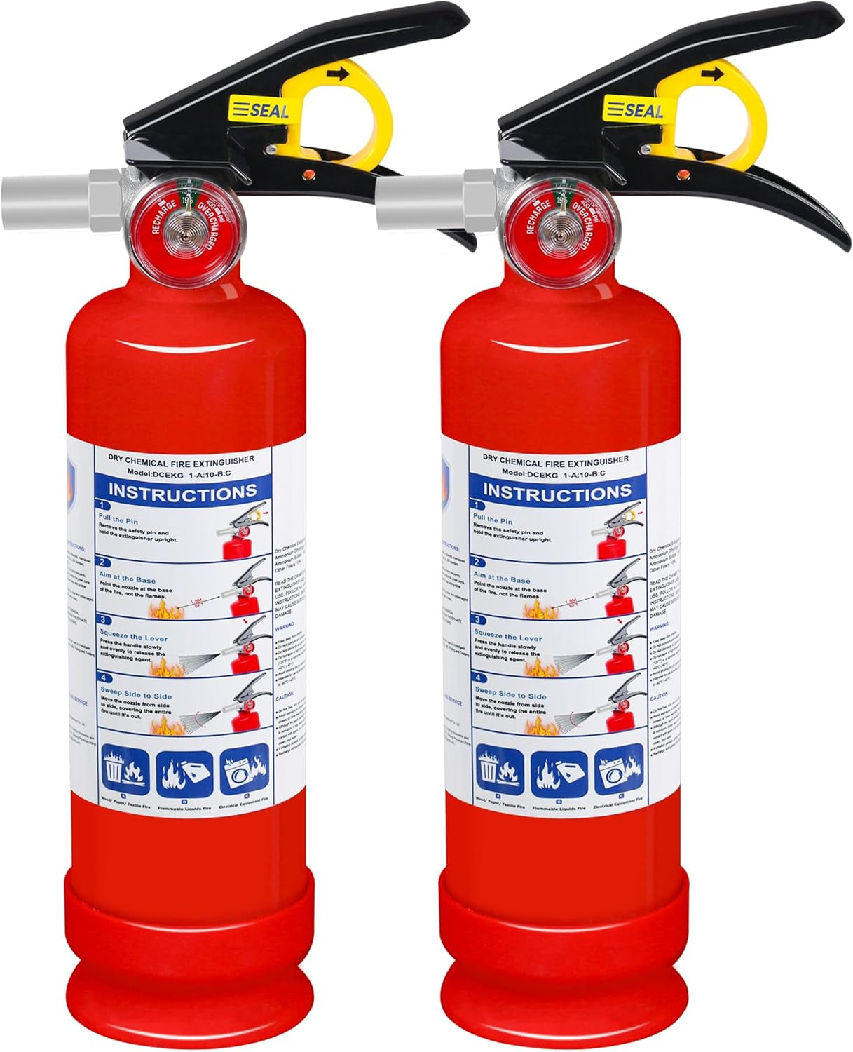 2-Pack ABC Dry Chemical Fire Extinguisher, 2.5 Lb 1A:10B:C Fire Extinguisher for Home, Business, Boat, Truck, Quick Release Handle, Ideal for Electrical & Grease Fire Extinguisher