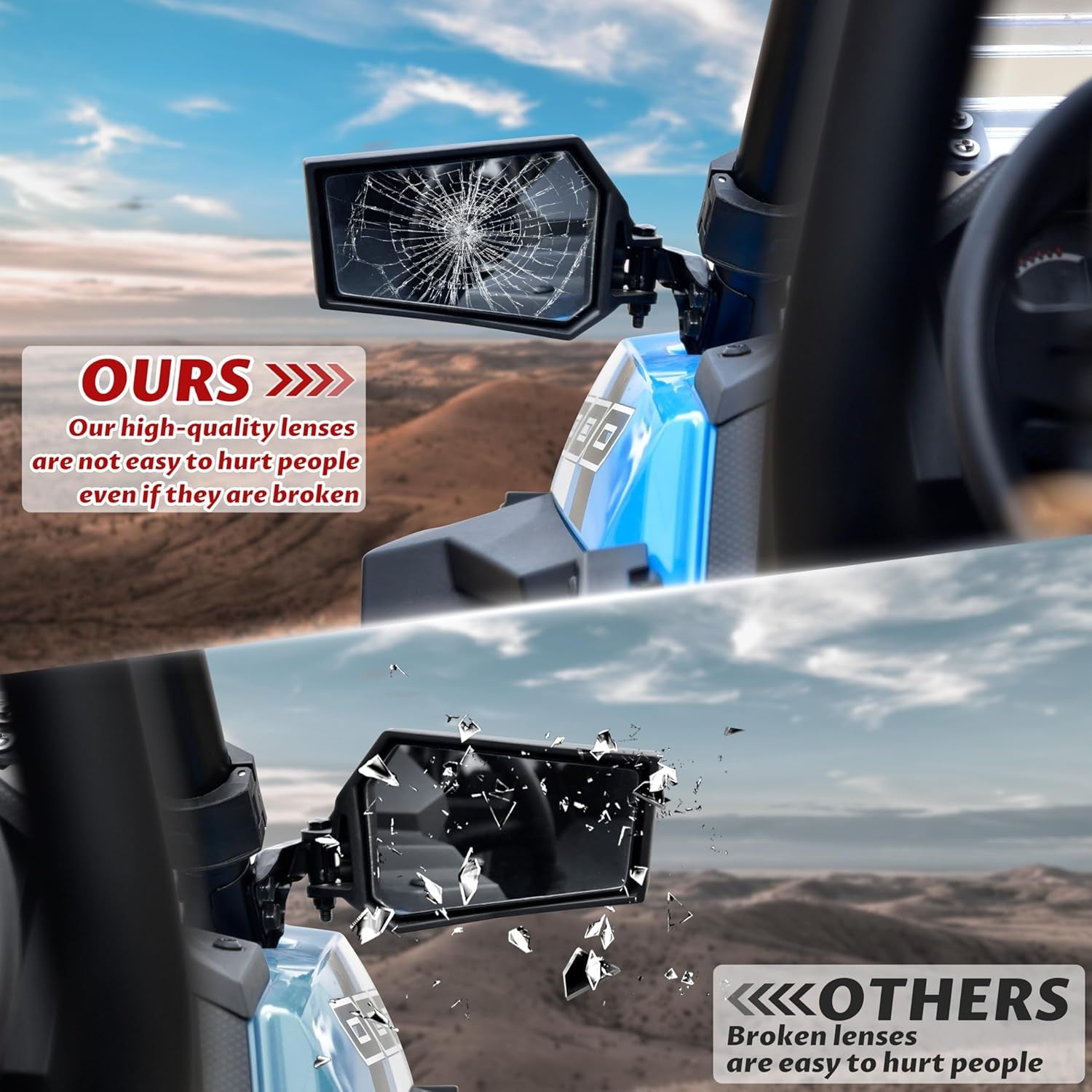 Adjustable Rearview Side Mirrors for Polaris RZR XP 1000 14-23, Folding Clear Rear View Side Mirrors for Polaris RZR XP XP4 1000 Turbo S 1000 900 2014-2023 Accessories(2Pcs, Replace #2881198)