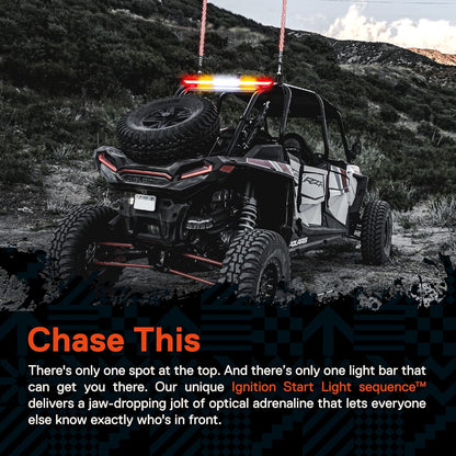 True Mods 28" Off-Road Rear LED Chase Light Bar for Polaris RZR XP Can-Am Maverick X3 UTV ATV SXS Truck [White Sequential Scanner] [Red Tail Brake Amber Turn Signal Flashing Flinker] [IP67 Waterproof]