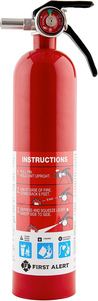 Fire Extinguisher for Home, Standard Rechargeable Compliance Unit, UL RATED 1-A:10-B:C, HOME1, Red with Metal Bracket Bundle, 1-Pack