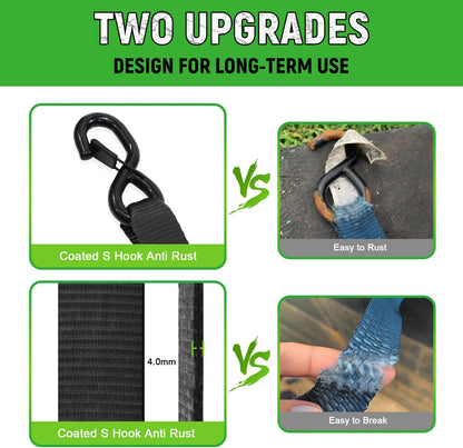 Heavy Duty Ratchet Straps (4 Pack) - Motorcycle Straps Tie Downs 5,208Lb Break Strength - 1.5 in X 15Ft Ratchet Tie down Straps,15" Soft Loop Tie down Straps for Truck, Cargos