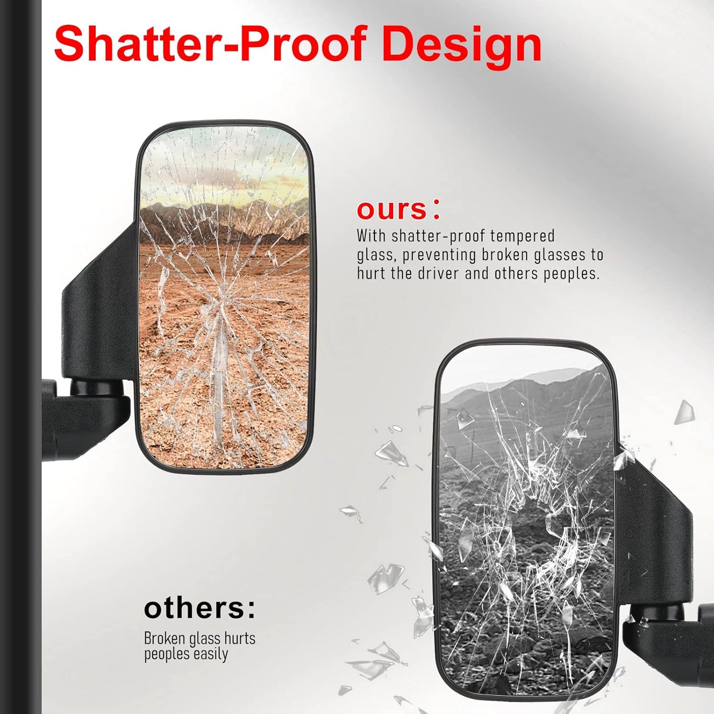Premium UTV Ranger Side Mirrors & Center Mirror Set for 2015-2025 Polaris Ranger 500/570/900/1000 XP - Perfect Fit with Pro-Fit Profiled Tube