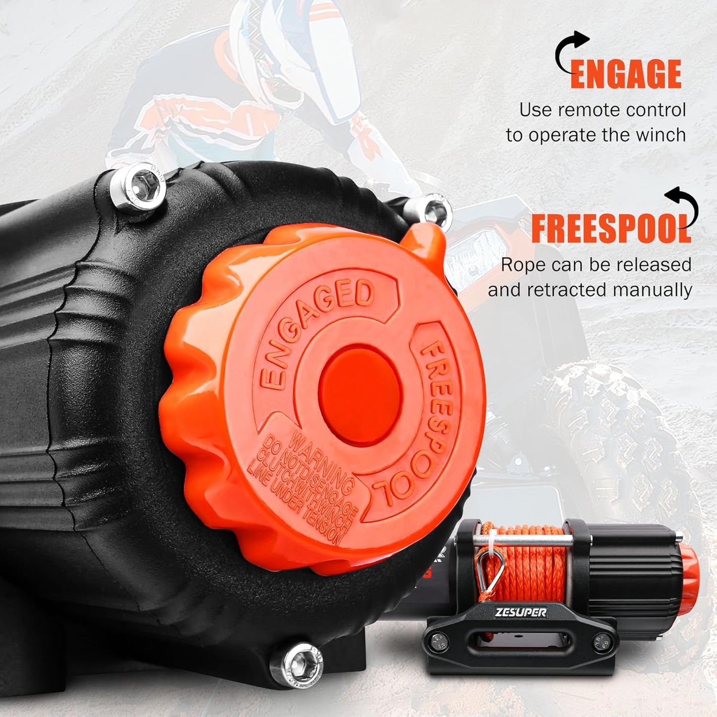4500 Lb Winch Waterproof IP67 Electric Winch with Wireless Remote Synthetic Winch Rope Hawse Fairlead Handheld Remote ATV UTV Winches 12V Portable Power Winch