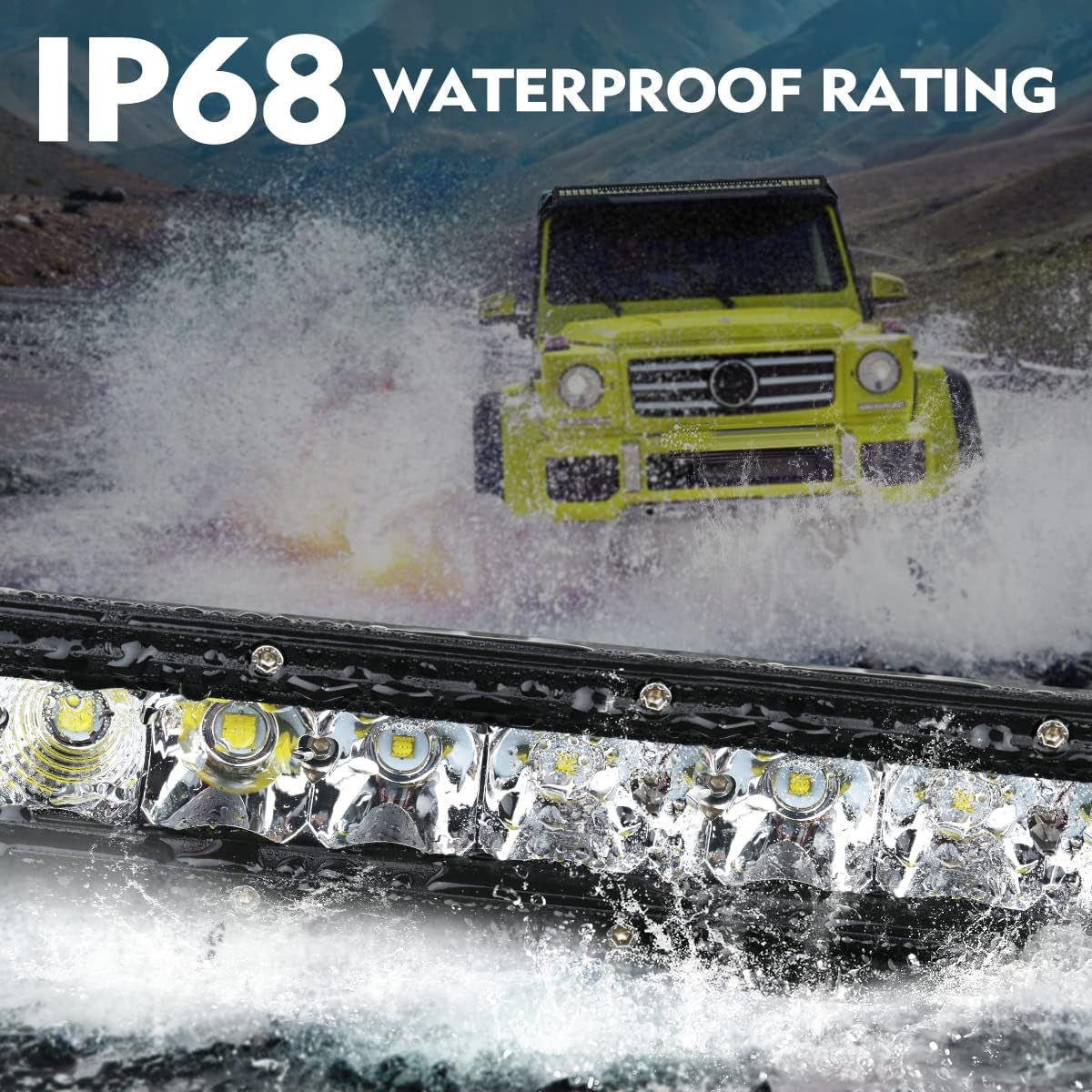 42" Ultra Bright 40000LM LED Light Bar - Single Row Flood & Spot Beam Combo for Off-Road Adventures - Perfect for Pickup, SUV, ATV, UTV, Truck Roof & Bumper