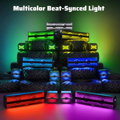 2.1CH Stereo UTV Sound Bar (Subwoofer) and Speakers, 16 Inch Bluetooth ATV Soundbar with RGB Lights, Waterproof Golf Cart Speakers, Marine Sound Bar Compatible with SXS Polaris RZR Can-Am