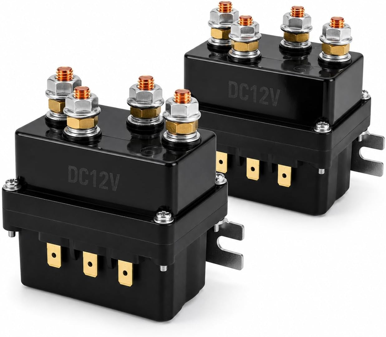 Solenoid Relay, 2 Pack 12V 500A Winch Relay Solenoid Replacement Contactor for 8000-15000Lb ATV UT Winch Control