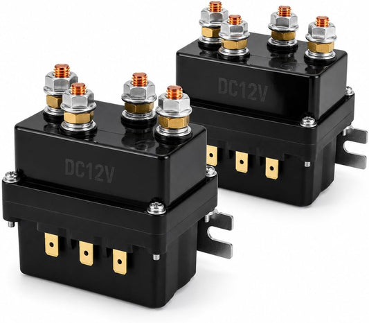 Solenoid Relay, 2 Pack 12V 500A Winch Relay Solenoid Replacement Contactor for 8000-15000Lb ATV UT Winch Control